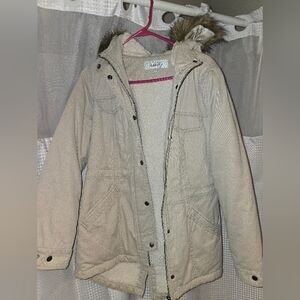 Beautiful Cream Coat With Fur Hood